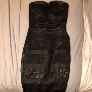 Leapord lace/ leather dress